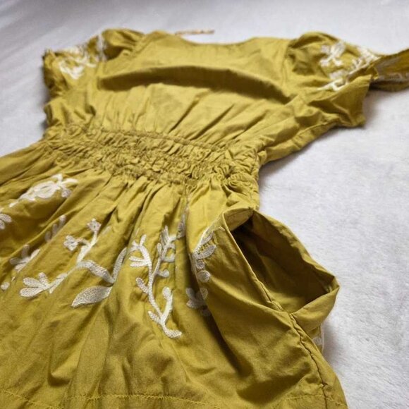 Anthropologie Yellow and White Embroidered Somerset Maxi Dress with pockets - Picture 10 of 11